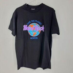 Vintage Hard Rock Cafe Boston Save The Planet Single Stitch Earth‎ Shirt USA Lar